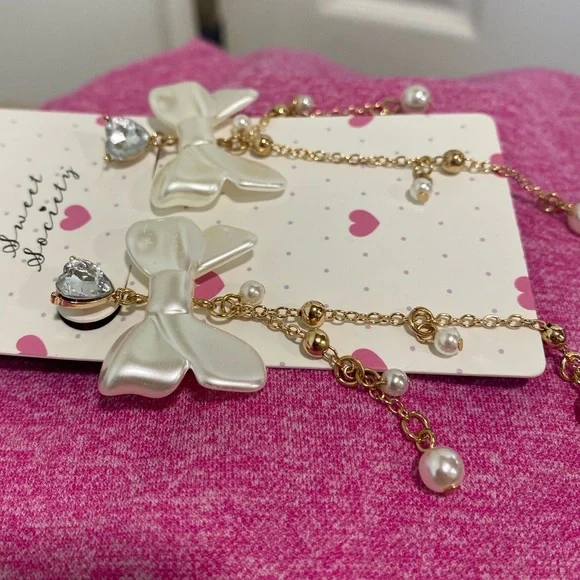 🎀 Sweet Society dangle bow earrings 🎀 Coquette Girl - Picture 6 of 8